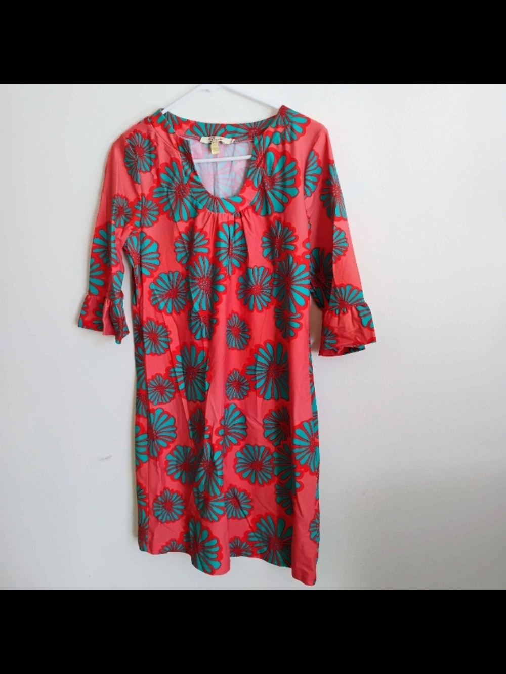 Aryeh Coral/Teal Midi Floral Dress Sz M
